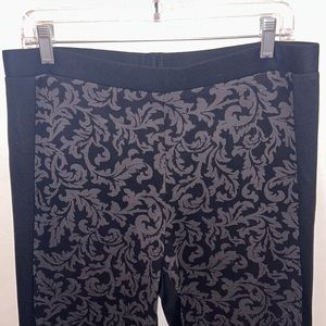 Chico’s Black Leggings with Patterned Front Panel